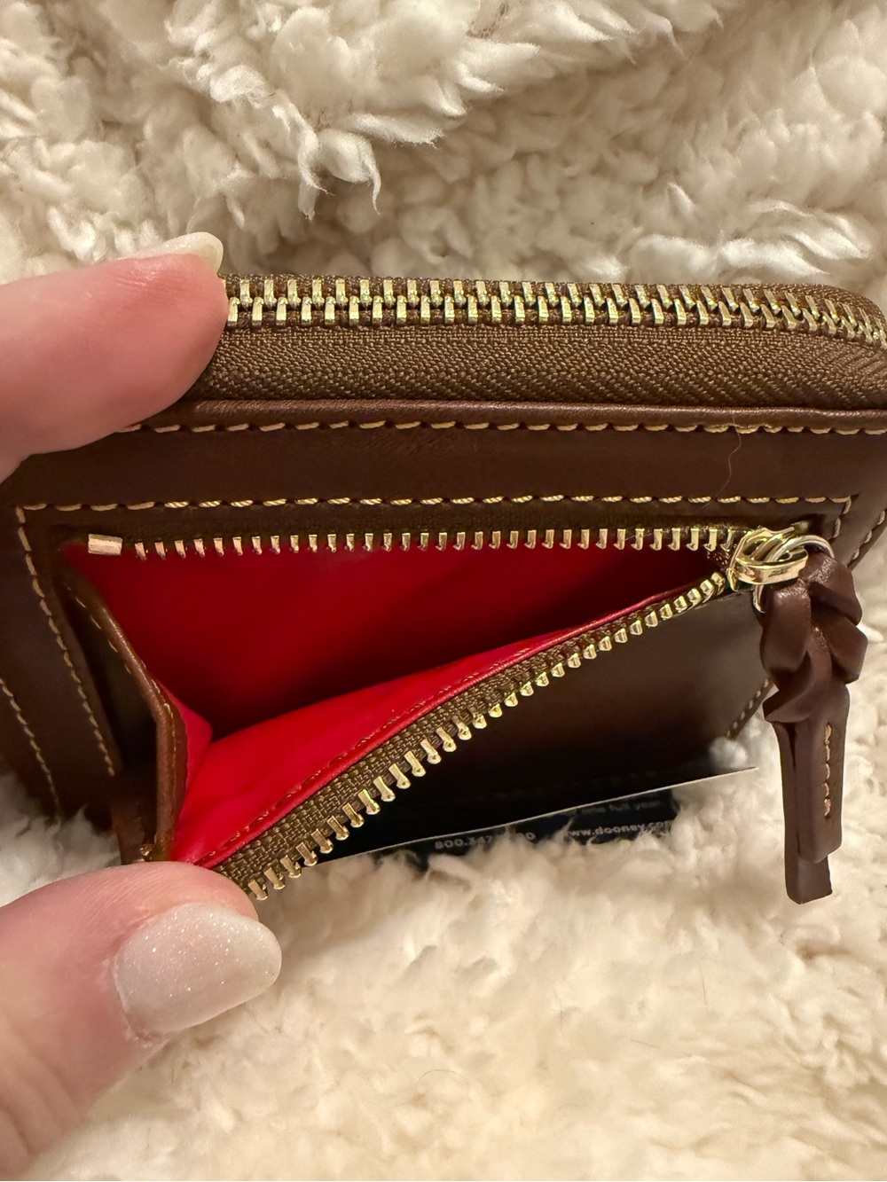 *NEW*  Dooney & Bourke Brown Florentine Leather Small Zip Wallet, - Picture 10 of 16